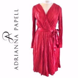 Adrianna Papell Red Sequin Crinkle Dress